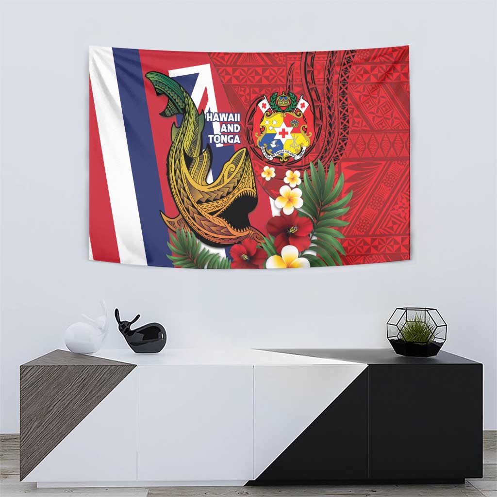 Hawaii And Tonga Tapestry Shark Tattoo With Tongan Coat Of Arms