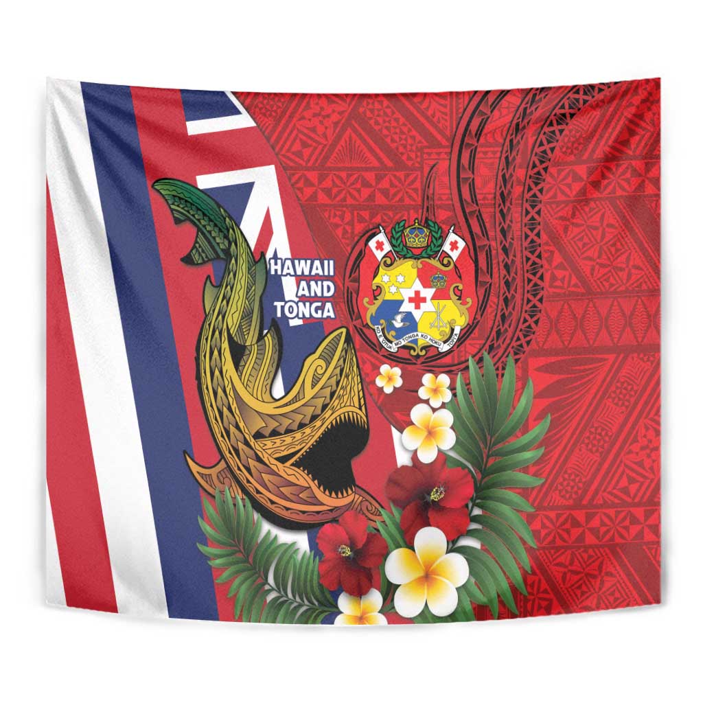 Hawaii And Tonga Tapestry Shark Tattoo With Tongan Coat Of Arms