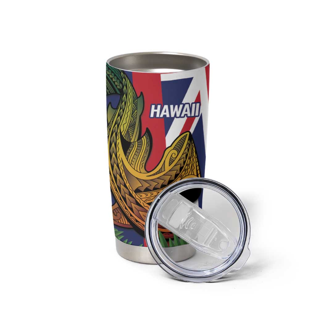Hawaii And Tonga Tumbler Cup Shark Tattoo With Tongan Coat Of Arms