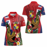 Hawaii And Tonga Women Polo Shirt Shark Tattoo With Tongan Coat Of Arms
