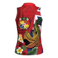 Hawaii And Tonga Women Sleeveless Polo Shirt Shark Tattoo With Tongan Coat Of Arms