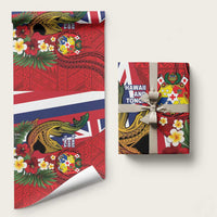 Hawaii And Tonga Wrapping Paper Shark Tattoo With Tongan Coat Of Arms - Polynesian Pride