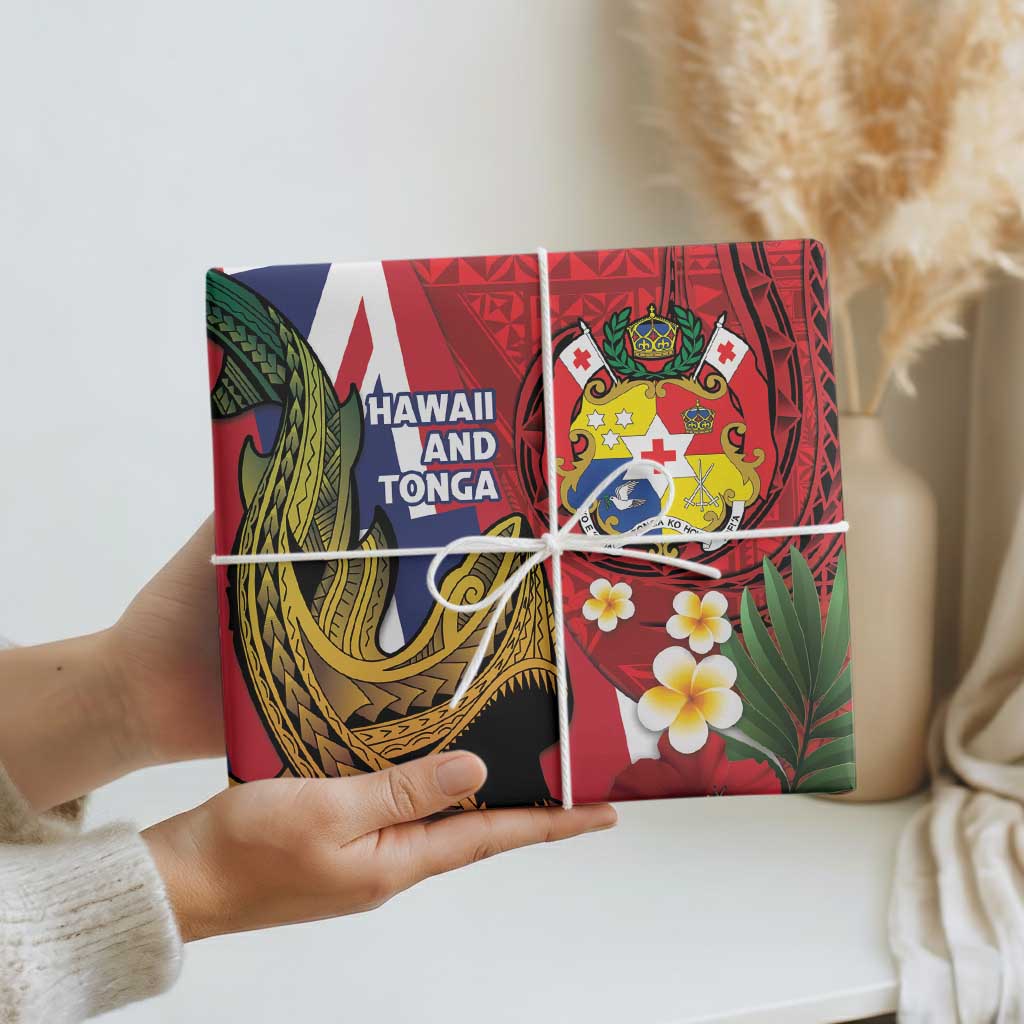 Hawaii And Tonga Wrapping Paper Shark Tattoo With Tongan Coat Of Arms - Polynesian Pride