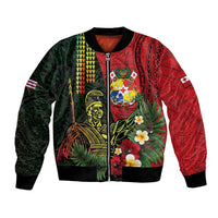 Hawaii And Tonga Bomber Jacket King Kamehameha Tribal Ngatu Pattern LT14 Unisex Red - Polynesian Pride