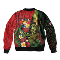 Hawaii And Tonga Bomber Jacket King Kamehameha Tribal Ngatu Pattern LT14 - Polynesian Pride