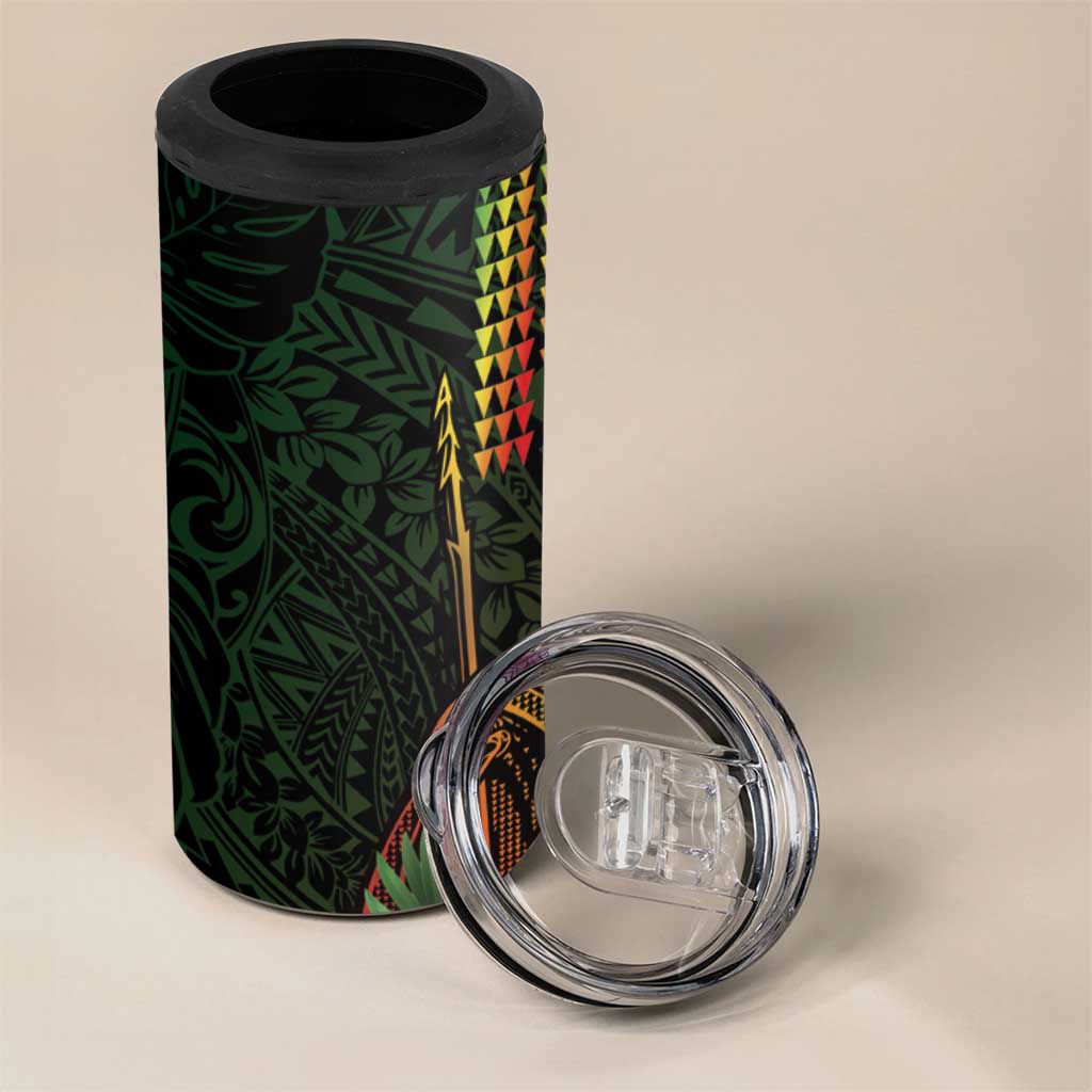 Hawaii And Tonga 4 in 1 Can Cooler Tumbler King Kamehameha Tribal Ngatu Pattern