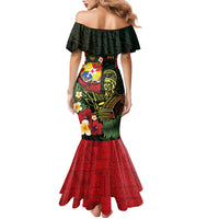 Hawaii And Tonga Family Matching Mermaid Dress and Hawaiian Shirt King Kamehameha Tribal Ngatu Pattern