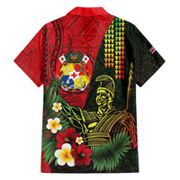 Hawaii And Tonga Family Matching Off Shoulder Maxi Dress and Hawaiian Shirt King Kamehameha Tribal Ngatu Pattern