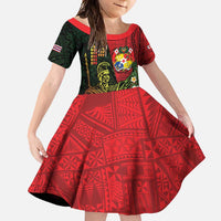 Hawaii And Tonga Family Matching Short Sleeve Bodycon Dress and Hawaiian Shirt King Kamehameha Tribal Ngatu Pattern