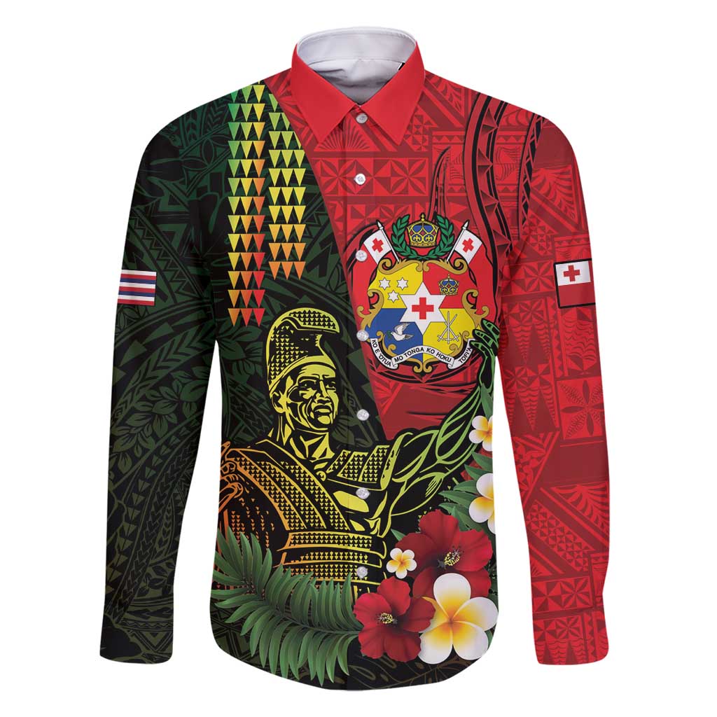 Hawaii And Tonga Family Matching Summer Maxi Dress and Hawaiian Shirt King Kamehameha Tribal Ngatu Pattern