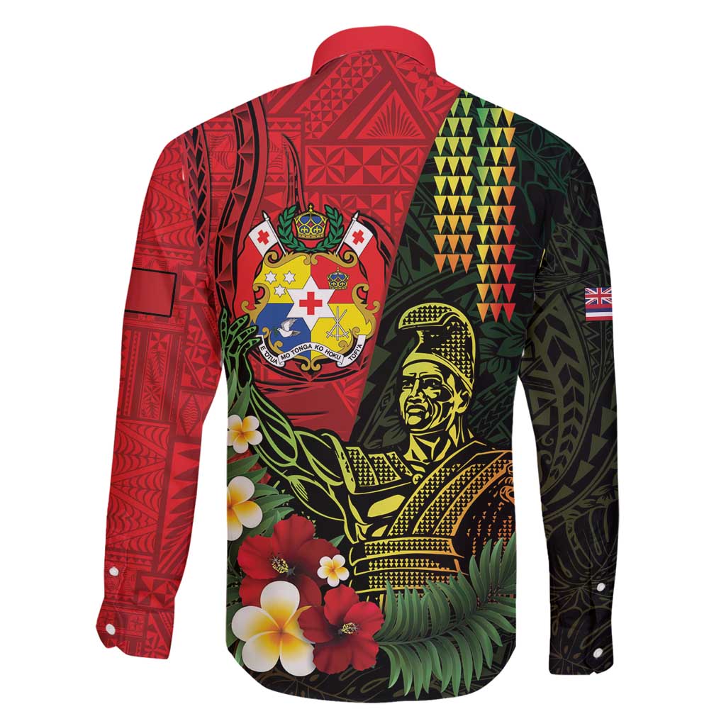 Hawaii And Tonga Family Matching Summer Maxi Dress and Hawaiian Shirt King Kamehameha Tribal Ngatu Pattern