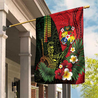 Hawaii And Tonga Garden Flag King Kamehameha Tribal Ngatu Pattern