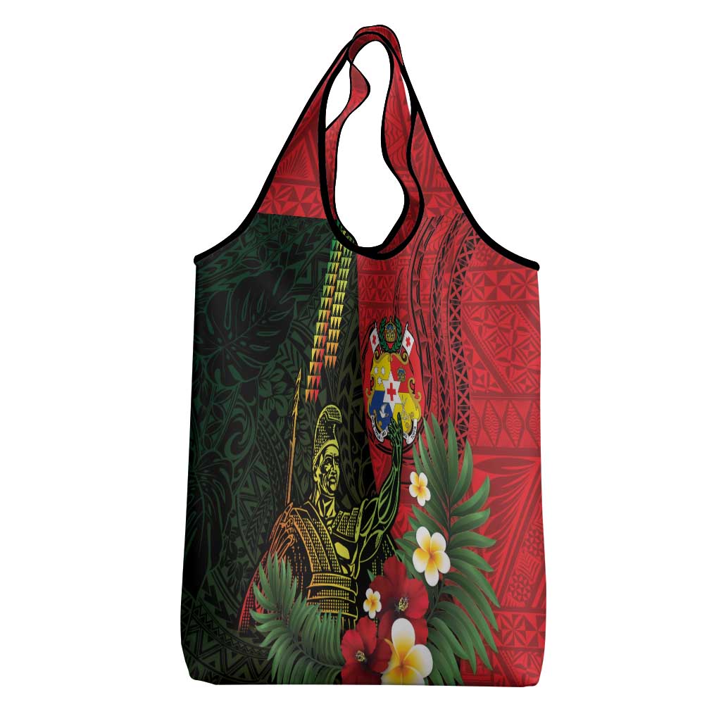 Hawaii And Tonga Grocery Bag King Kamehameha Tribal Ngatu Pattern