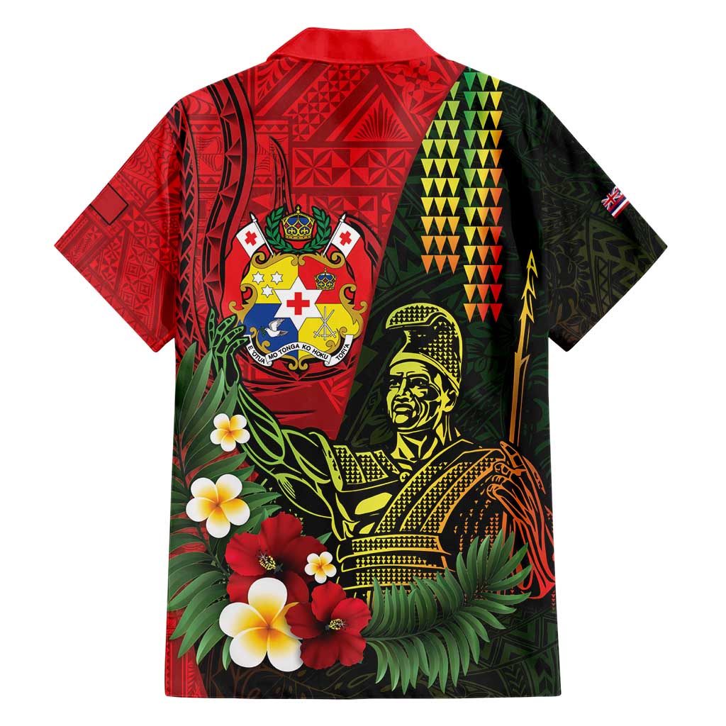 Hawaii And Tonga Hawaiian Shirt King Kamehameha Tribal Ngatu Pattern