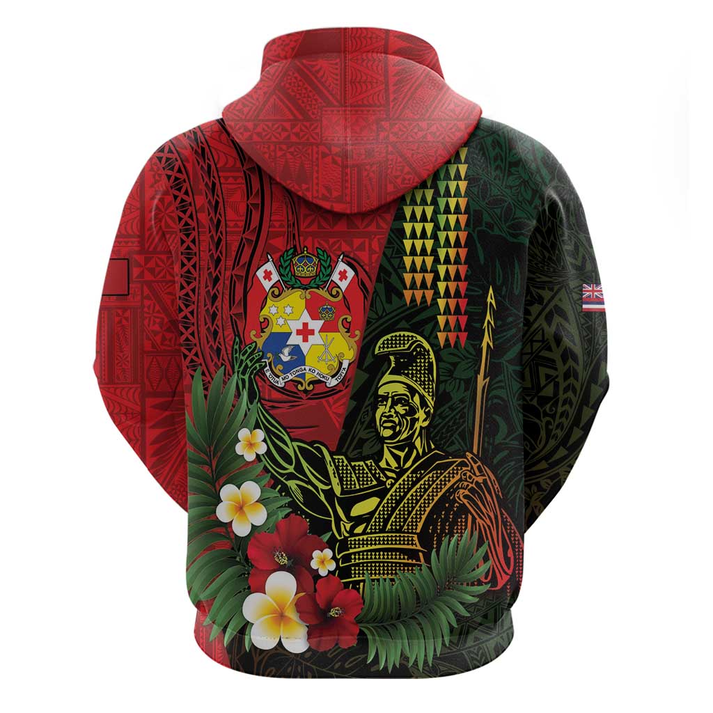 Hawaii And Tonga Hoodie King Kamehameha Tribal Ngatu Pattern