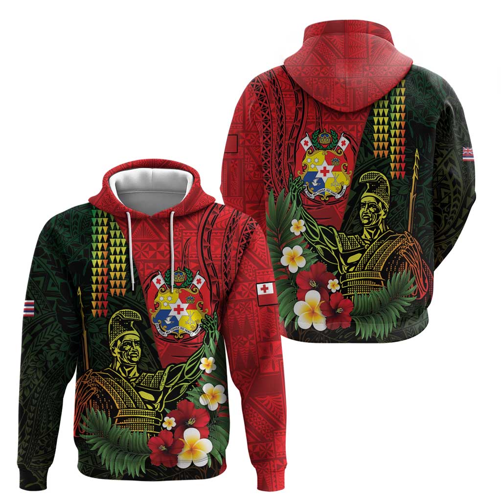 Hawaii And Tonga Hoodie King Kamehameha Tribal Ngatu Pattern