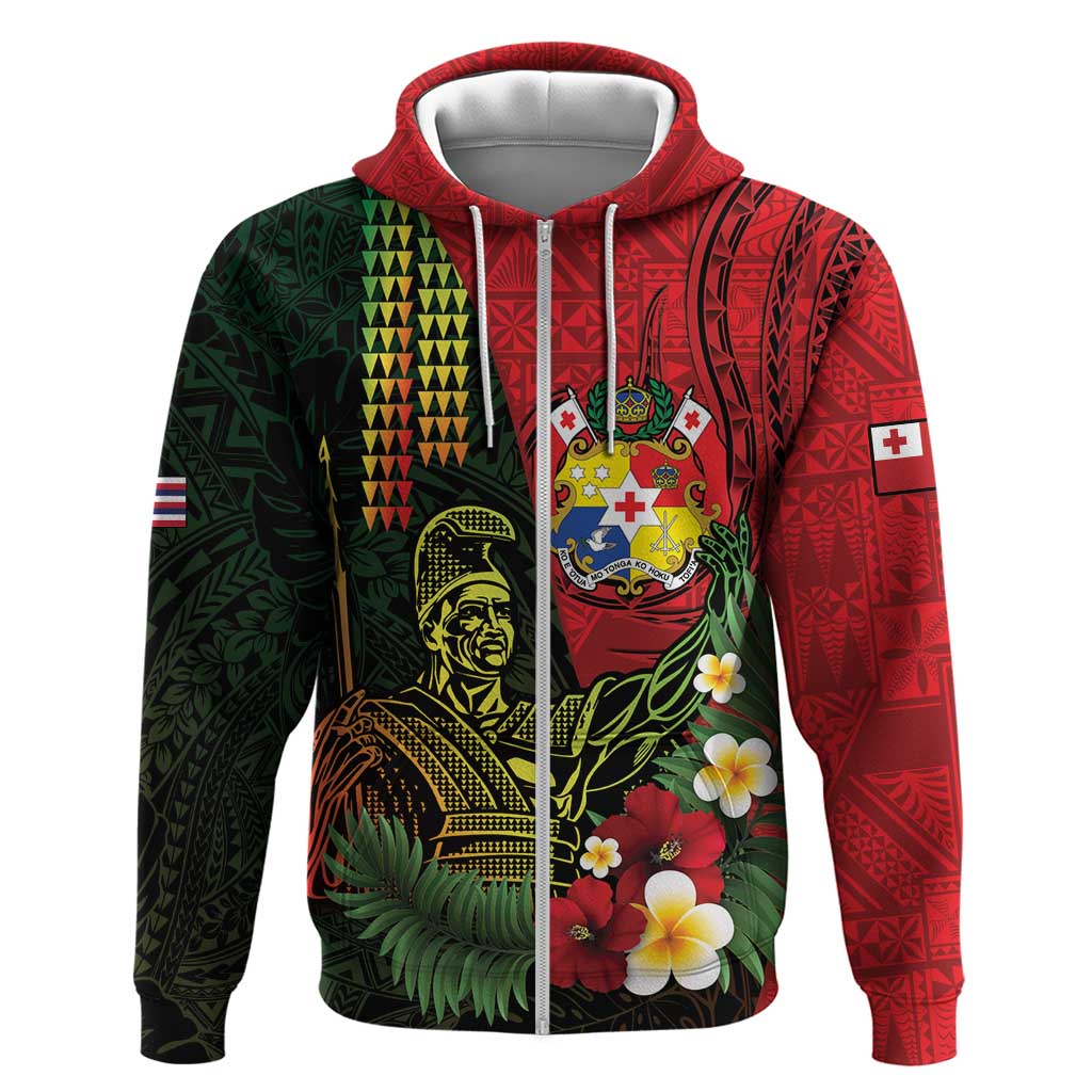 Hawaii And Tonga Hoodie King Kamehameha Tribal Ngatu Pattern