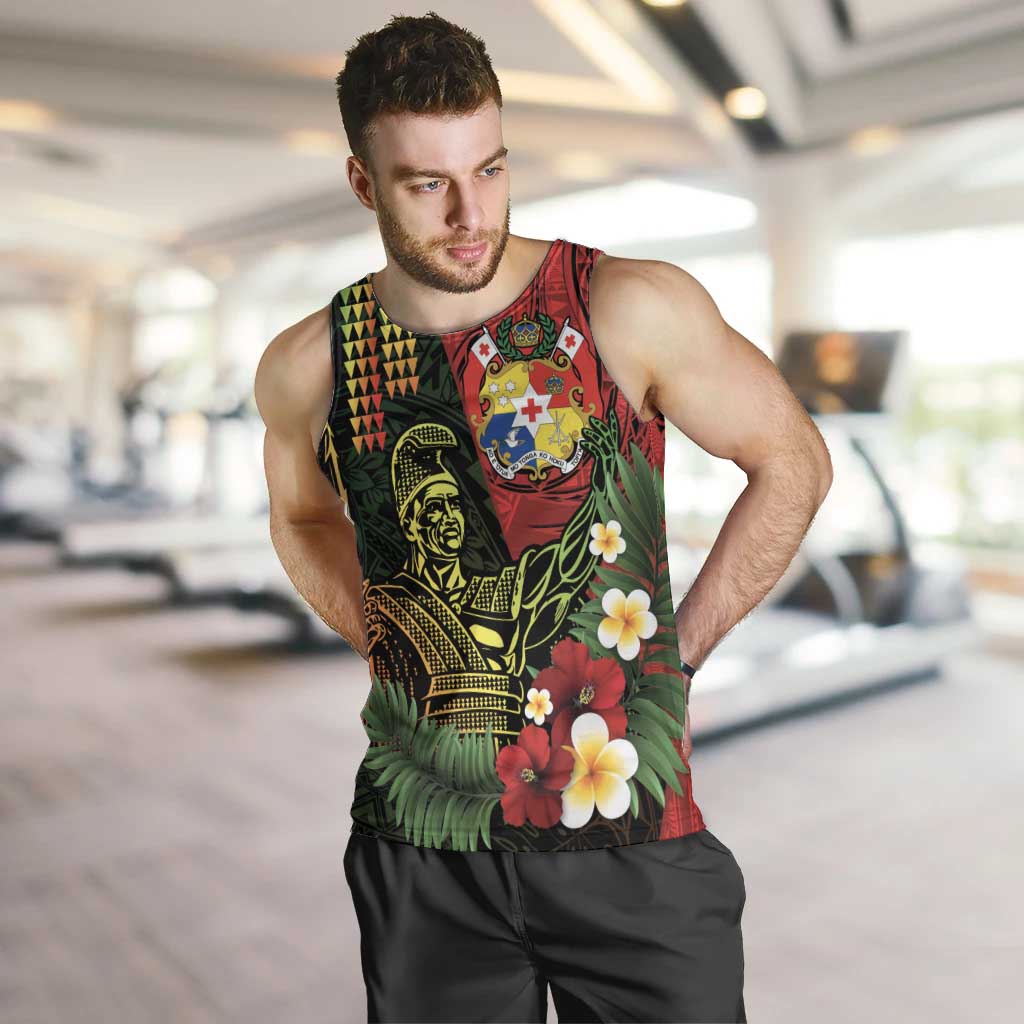 Hawaii And Tonga Men Tank Top King Kamehameha Tribal Ngatu Pattern