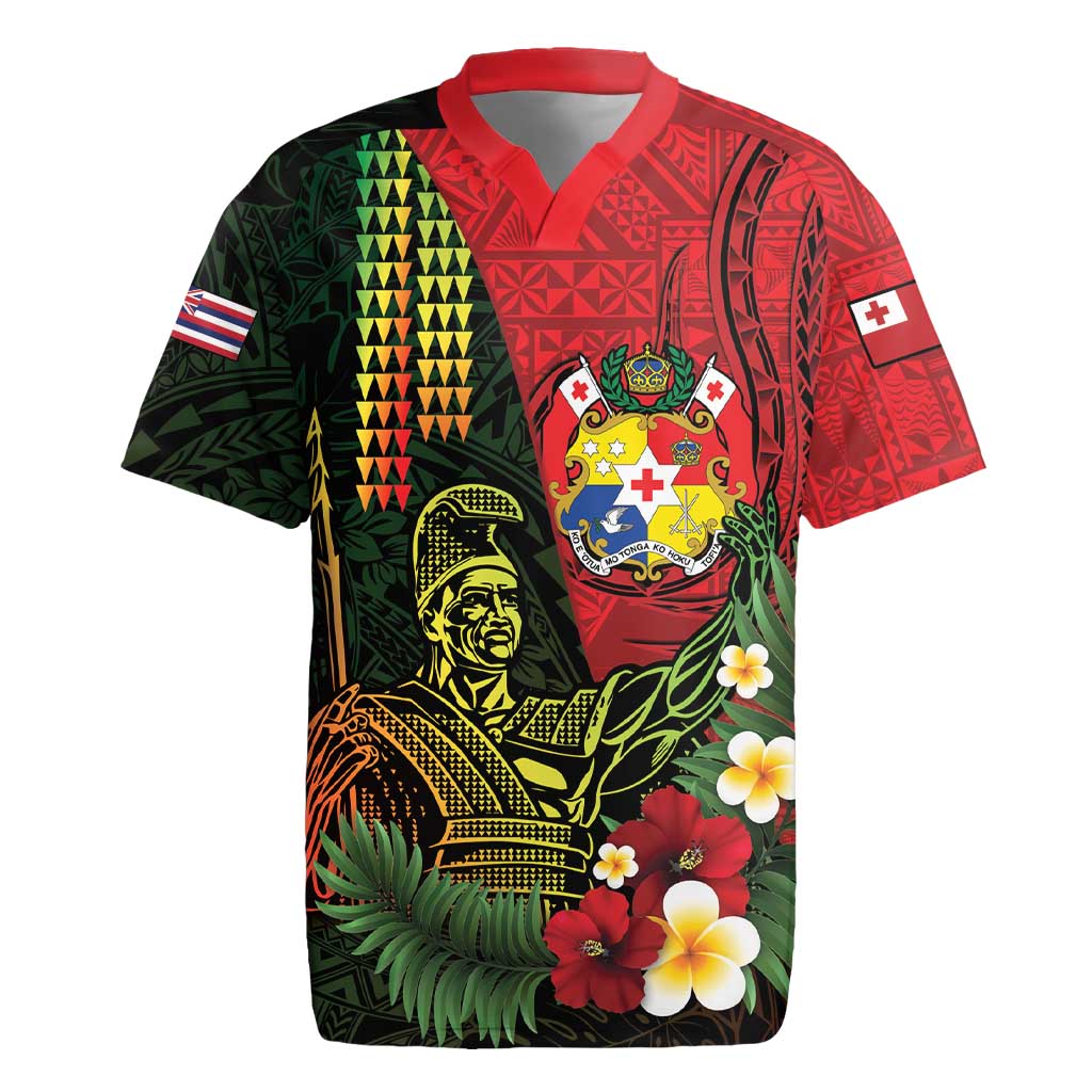 Hawaii And Tonga Rugby Jersey King Kamehameha Tribal Ngatu Pattern