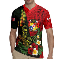 Hawaii And Tonga Rugby Jersey King Kamehameha Tribal Ngatu Pattern