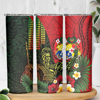 Hawaii And Tonga Skinny Tumbler King Kamehameha Tribal Ngatu Pattern