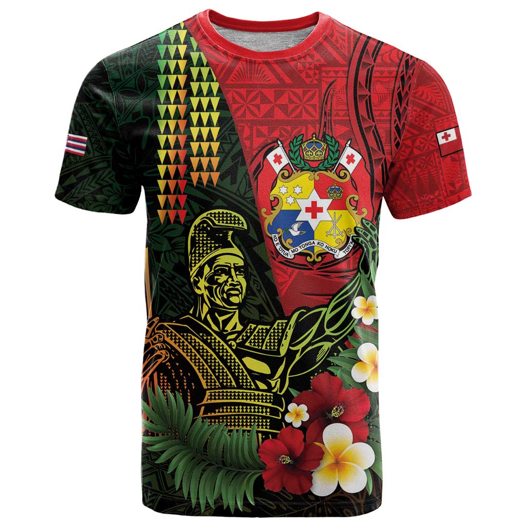 Hawaii And Tonga T Shirt King Kamehameha Tribal Ngatu Pattern
