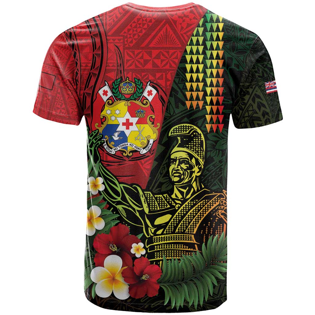 Hawaii And Tonga T Shirt King Kamehameha Tribal Ngatu Pattern