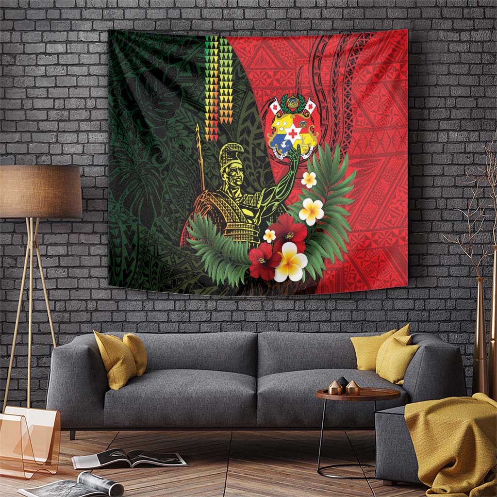 Hawaii And Tonga Tapestry King Kamehameha Tribal Ngatu Pattern LT14 Red - Polynesian Pride
