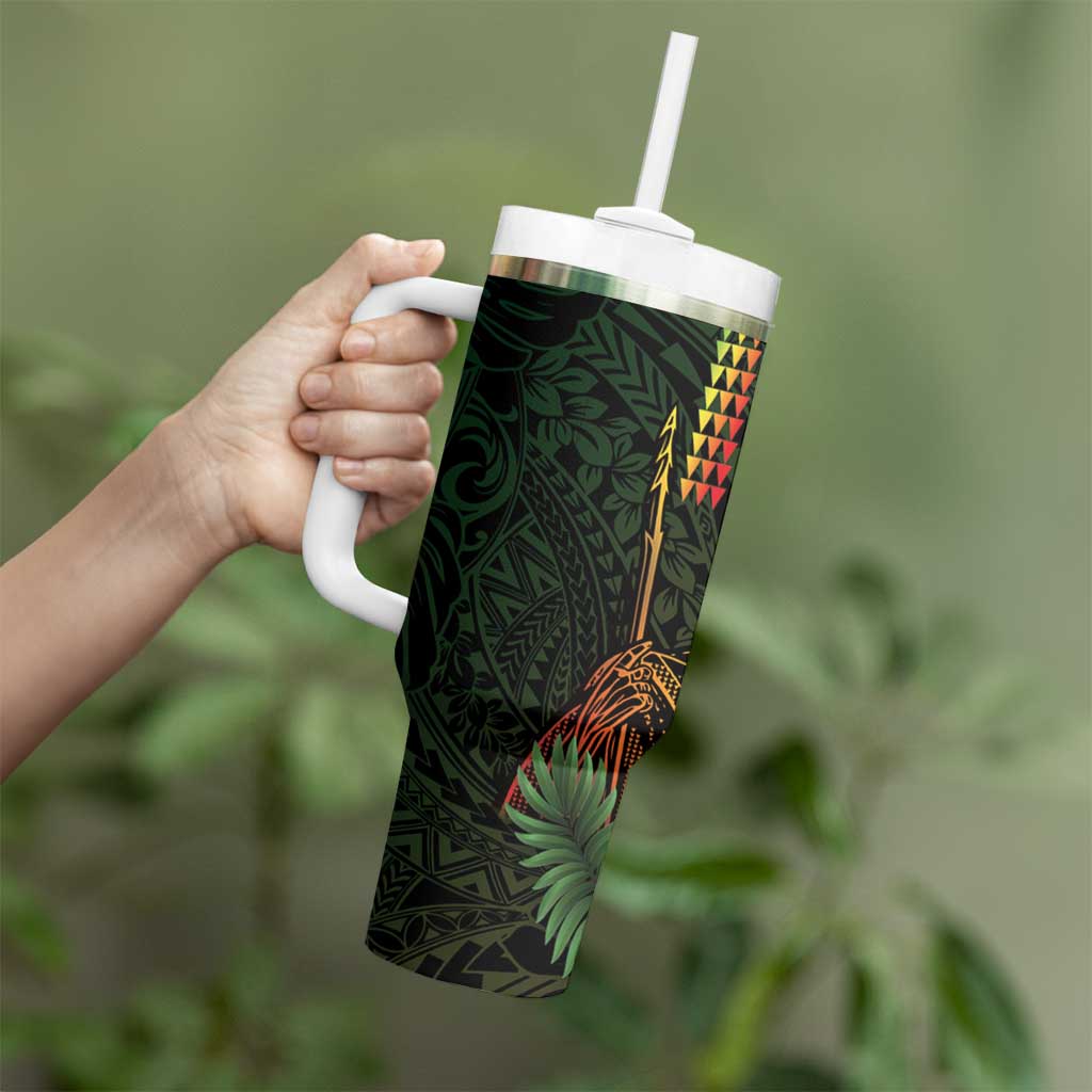 Hawaii And Tonga Tumbler With Handle King Kamehameha Tribal Ngatu Pattern