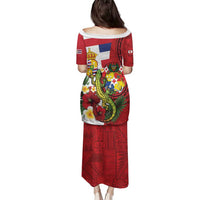 Hawaii And Tonga Family Matching Puletasi and Hawaiian Shirt King Kalakaua Tribal Gecko Tongan Ngatu