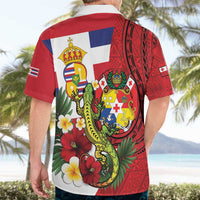 Hawaii And Tonga Hawaiian Shirt King Kalakaua Tribal Gecko Tongan Ngatu