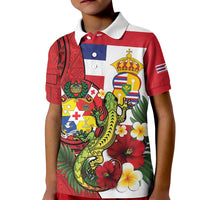 Hawaii And Tonga Kid Polo Shirt King Kalakaua Tribal Gecko Tongan Ngatu