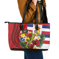 Hawaii And Tonga Leather Tote Bag King Kalakaua Tribal Gecko Tongan Ngatu