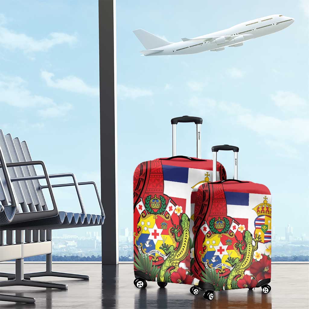 Hawaii And Tonga Luggage Cover King Kalakaua Tribal Gecko Tongan Ngatu