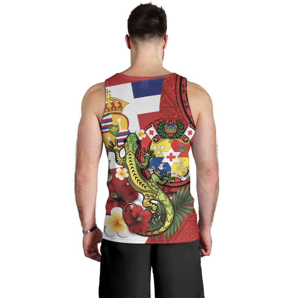 Hawaii And Tonga Men Tank Top King Kalakaua Tribal Gecko Tongan Ngatu