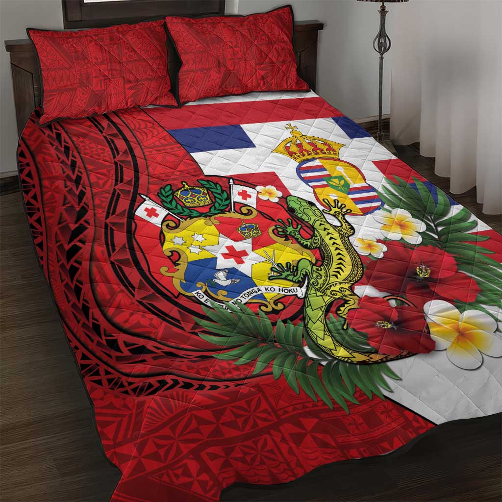 Hawaii And Tonga Quilt Bed Set King Kalakaua Tribal Gecko Tongan Ngatu