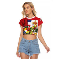 Hawaii And Tonga Raglan Cropped T Shirt King Kalakaua Tribal Gecko Tongan Ngatu