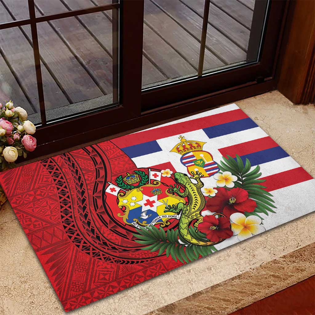 Hawaii And Tonga Rubber Doormat King Kalakaua Tribal Gecko Tongan Ngatu LT14 - Polynesian Pride