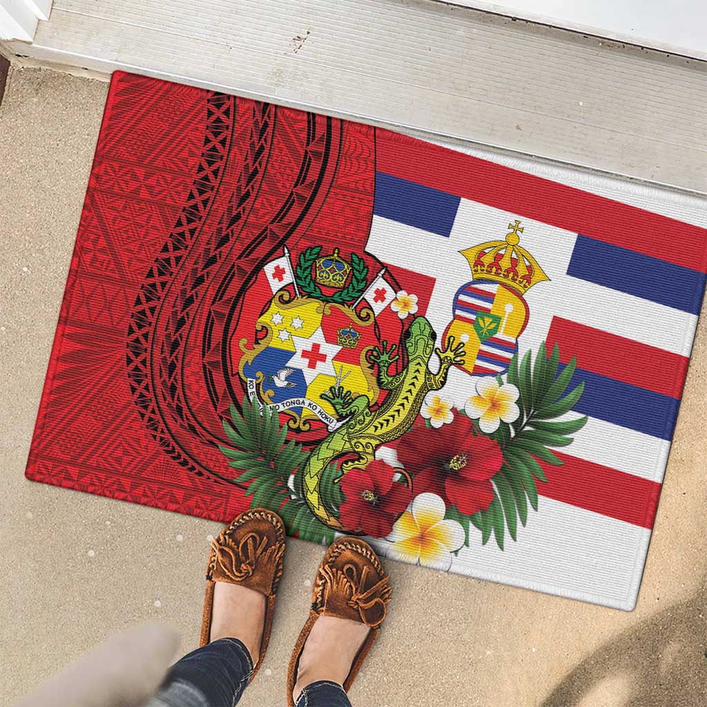 Hawaii And Tonga Rubber Doormat King Kalakaua Tribal Gecko Tongan Ngatu LT14 - Polynesian Pride