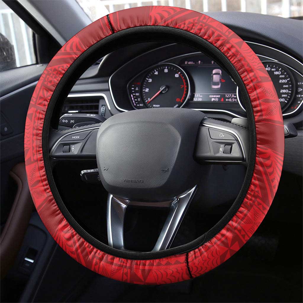 Hawaii And Tonga Steering Wheel Cover King Kalakaua Tribal Gecko Tongan Ngatu