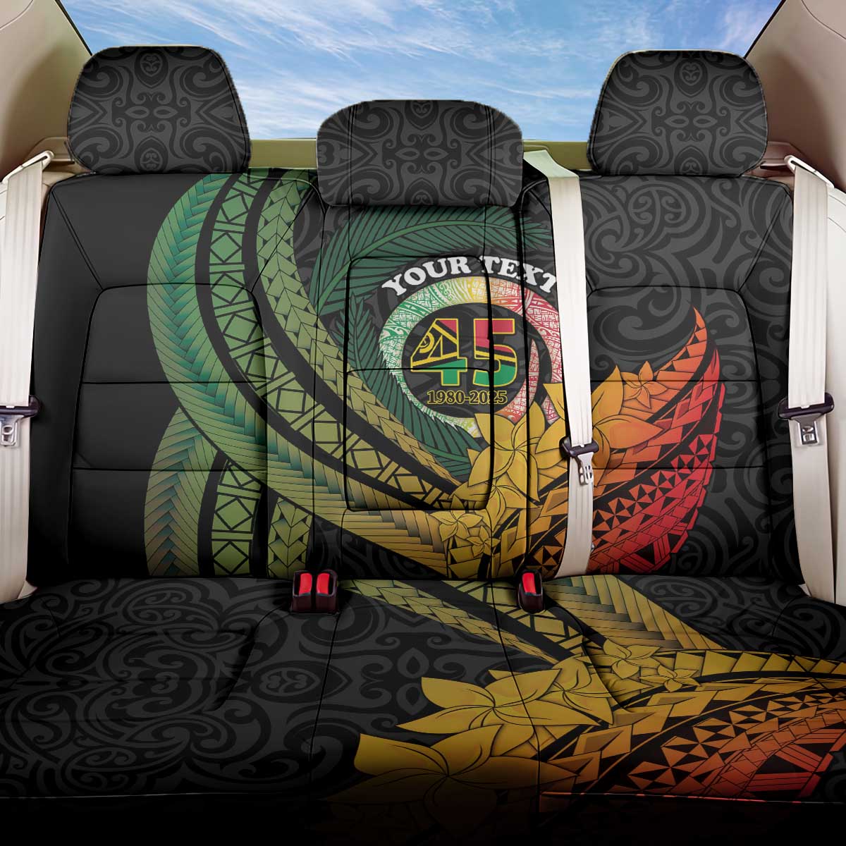 Personalised Vanuatu Independence Day Back Car Seat Cover July 30 Pig Tusk Long God Yumi Stanap