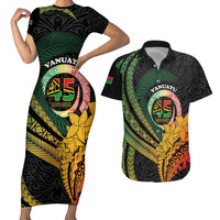 Personalised Vanuatu Independence Day Couples Matching Short Sleeve Bodycon Dress and Hawaiian Shirt July 30 Pig Tusk Long God Yumi Stanap