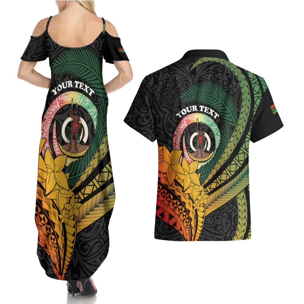 Personalised Vanuatu Independence Day Couples Matching Summer Maxi Dress and Hawaiian Shirt July 30 Pig Tusk Long God Yumi Stanap