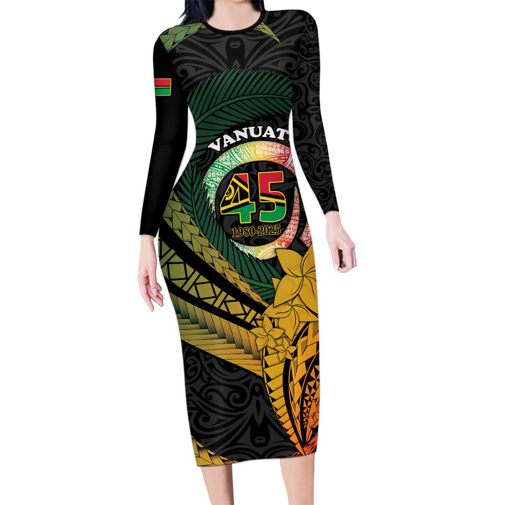 Personalised Vanuatu Independence Day Family Matching Long Sleeve Bodycon Dress and Hawaiian Shirt July 30 Pig Tusk Long God Yumi Stanap