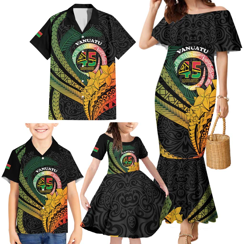 Personalised Vanuatu Independence Day Family Matching Mermaid Dress and Hawaiian Shirt July 30 Pig Tusk Long God Yumi Stanap