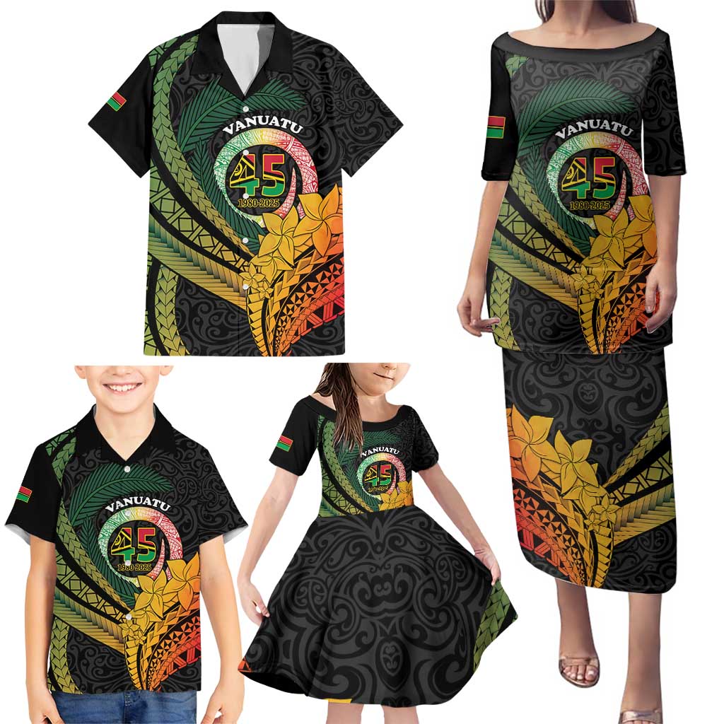 Personalised Vanuatu Independence Day Family Matching Puletasi and Hawaiian Shirt July 30 Pig Tusk Long God Yumi Stanap