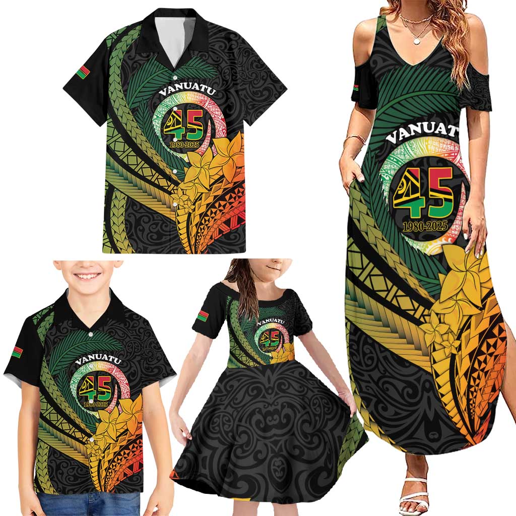 Personalised Vanuatu Independence Day Family Matching Summer Maxi Dress and Hawaiian Shirt July 30 Pig Tusk Long God Yumi Stanap