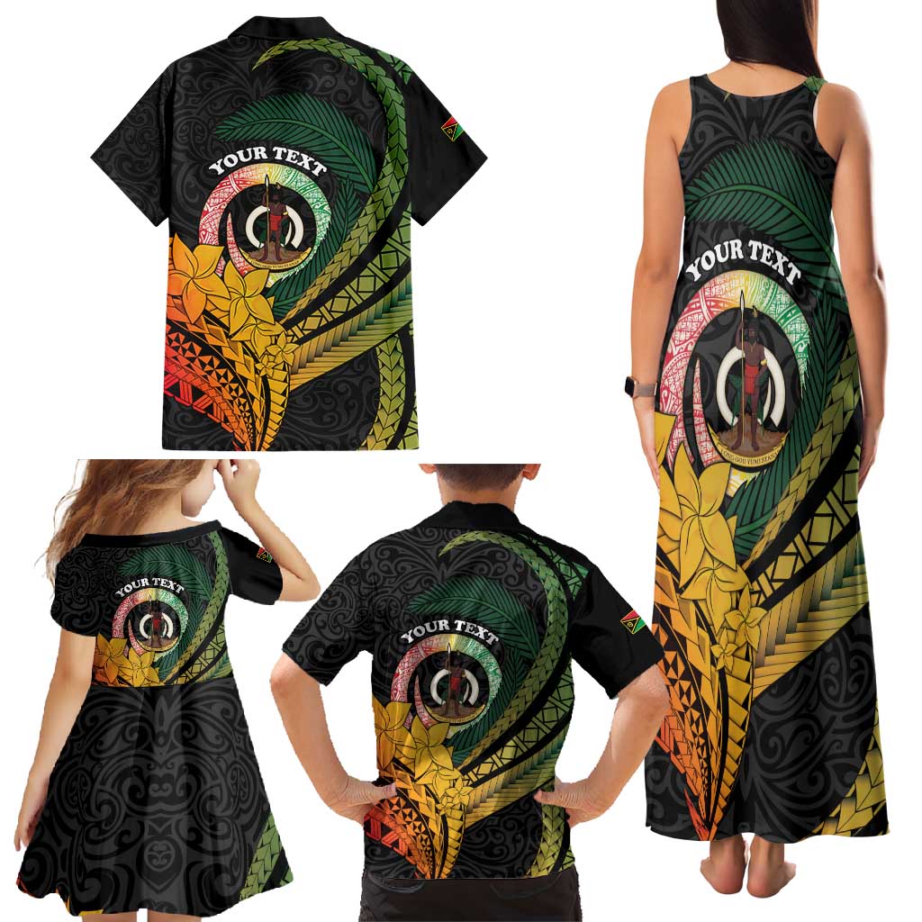 Personalised Vanuatu Independence Day Family Matching Tank Maxi Dress and Hawaiian Shirt July 30 Pig Tusk Long God Yumi Stanap