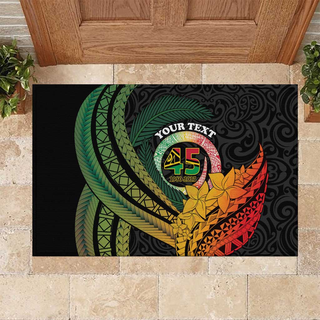 Personalised Vanuatu Independence Day Rubber Doormat July 30 Pig Tusk Long God Yumi Stanap