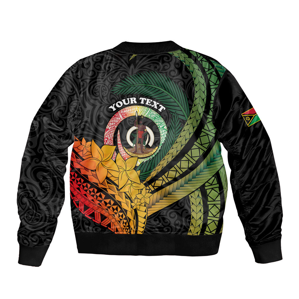 Personalised Vanuatu Independence Day Sleeve Zip Bomber Jacket July 30 Pig Tusk Long God Yumi Stanap LT14 - Polynesian Pride